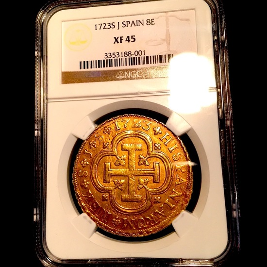 Spain 8 Escudos 1723 NGC 45 Finest and Only Known