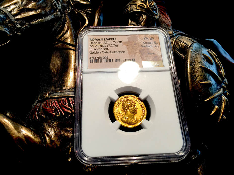 Roman Empire "Hadrian" 117-138AD Aureus Rv Roma NGC Ch XF 5x4
