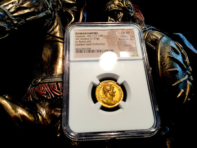 Roman Empire  "Hadrian"  117-138AD  Aureus Rv Roma  NGC Ch XF 5x4 3