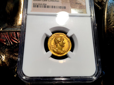 Roman Empire  "Hadrian"  117-138AD  Aureus Rv Roma  NGC Ch XF 5x4 5