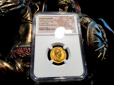 Roman Empire  "Hadrian"  117-138AD  Aureus Rv Roma  NGC Ch XF 5x4 6