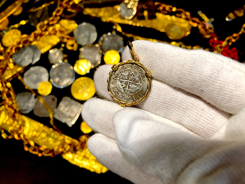 Mexico 1/2 Real 14kt Twisted Gold Bezel Pendant Pirate Treasure Jewelry 2