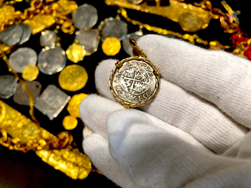 Mexico 1/2 Real 14kt Twisted Gold Bezel Pendant Pirate Treasure Jewelry 5