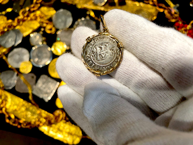 Mexico 1/2 Real 14kt Twisted Gold Bezel Pendant Pirate Treasure Jewelry 6