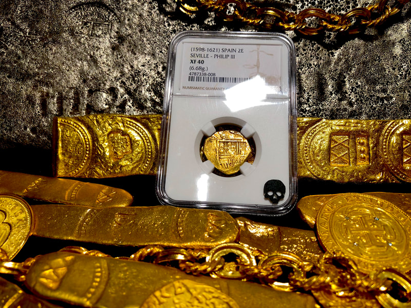 Colombia 2 Escudos 1667-93 "From 1715 Fleet Shipwreck" NGC 62 3