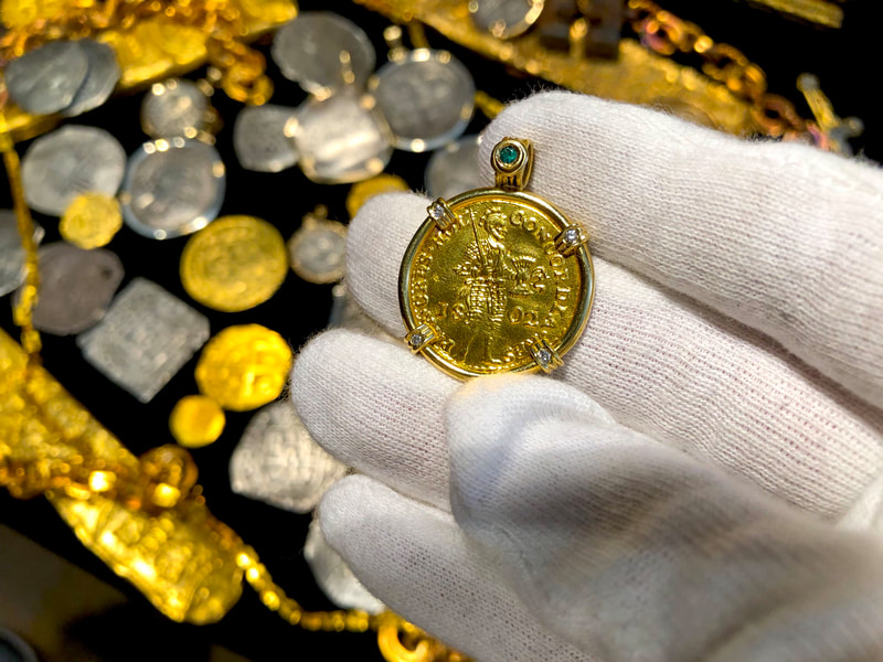 Netherland 1802 Ducat Knight Diamond & Emerald Gold Bezel 2