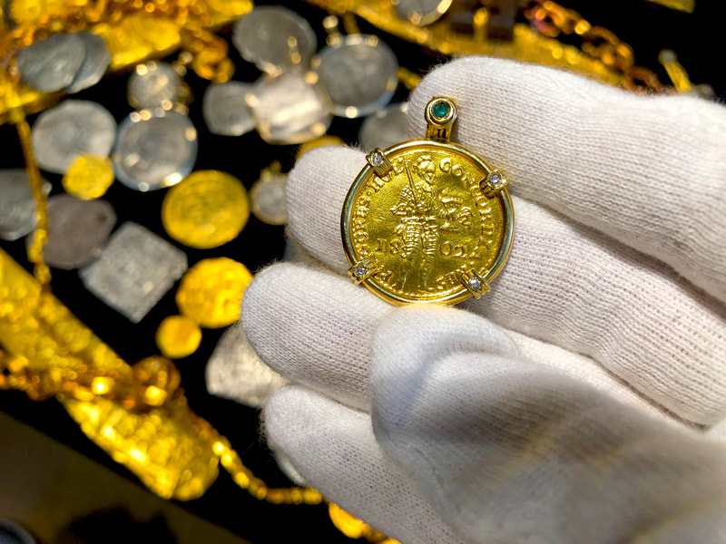 Netherland 1802 Ducat Knight Diamond & Emerald Gold Bezel 3