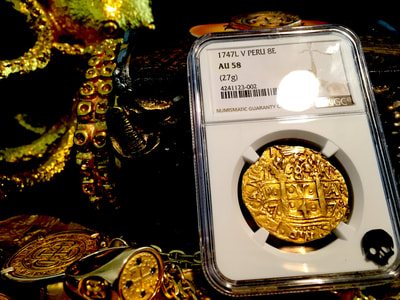 Peru  8 Escudos  1747  "Likely La Luz"  NGC 58 6