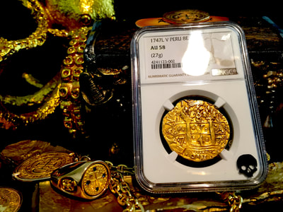Peru  8 Escudos  1747  "Likely La Luz"  NGC 58 9