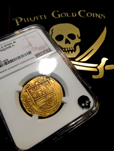 SPAIN GOLD COB 1556-1598 SD 4 ESCUDOS KING PHILIP II DOUBLOON COIN   ~ NGC 45 ~ 8