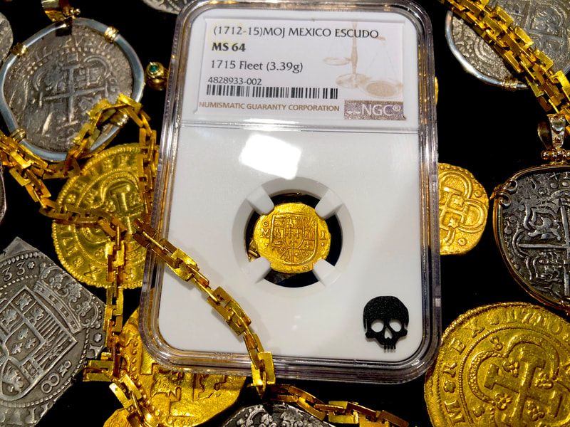 Mexico 1 Escudo 1712-15 "1715 Plate Fleet Shipwreck" NGC 64 3