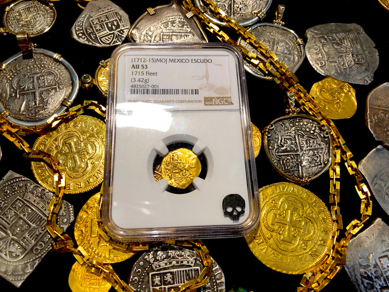Mexico 1 Escudo 1712-15 "1715 Plate Fleet Shipwreck" NGC 53 2
