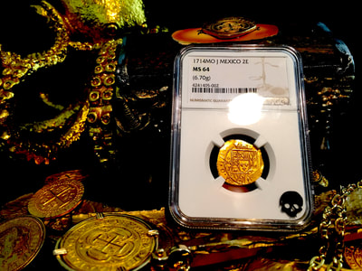 Mexico  2 Escudos  1714  "Only had 1 other 64 w/ no date"  NGC 64 7
