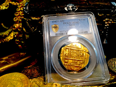 Spain  8 Escudos  1621-65  "Brute Style- Atocha Era"  PCGS 62 2