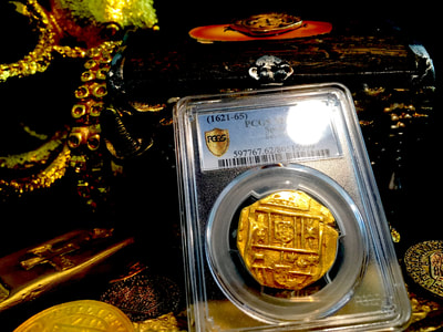 Spain  8 Escudos  1621-65  "Brute Style- Atocha Era"  PCGS 62 3