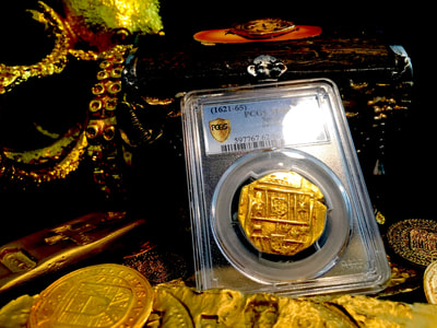 Spain  8 Escudos  1621-65  "Brute Style- Atocha Era"  PCGS 62 4