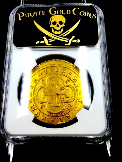 ​SPAIN 1708 8 ESCUDOS DOUBLOON NGC 53 “ONLY 1 KNOWN!” KING Philip V GOLD COIN COB 8