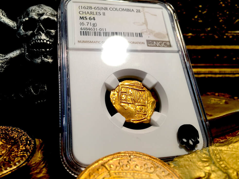 Colombia  2 Escudos  1665  "Partially Dated!"  NGC 64