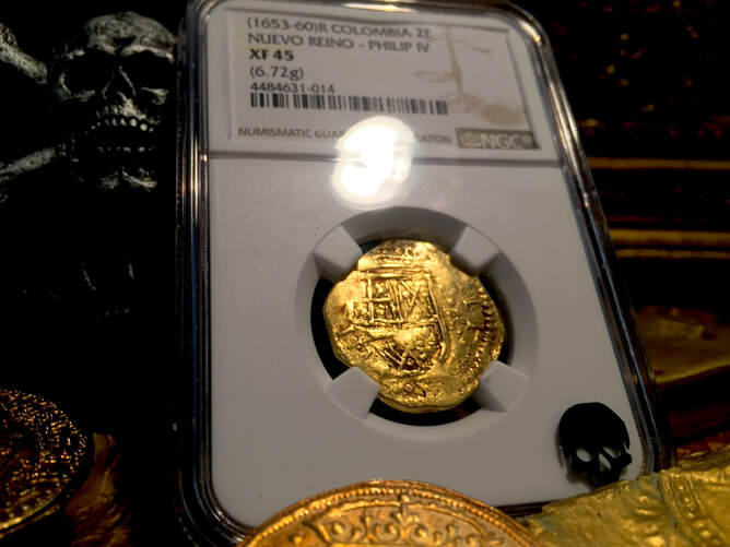 1621-94 | Colombia 2 Escudos | Pirate Gold Coins 14