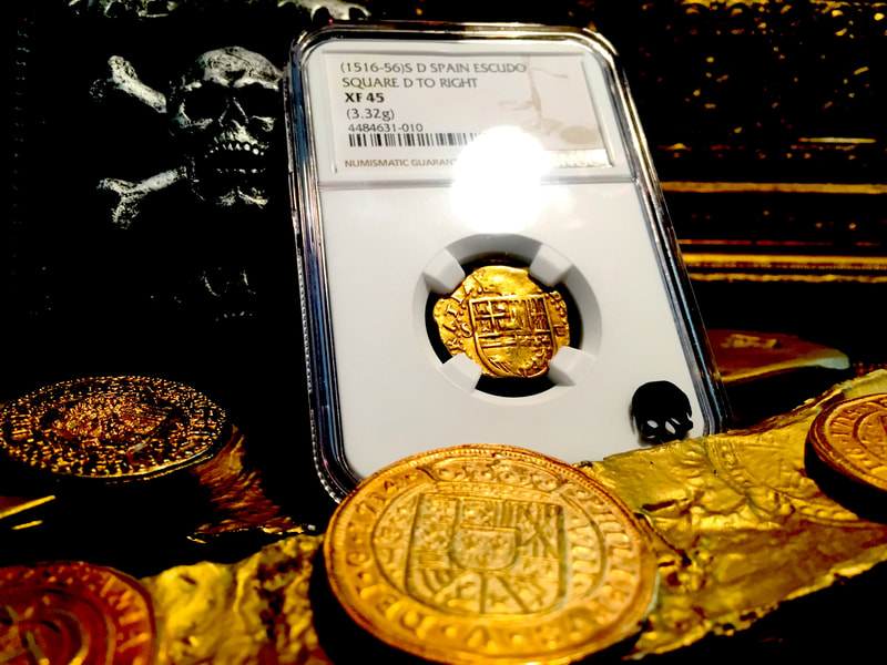 Spain  1 Escudo  1516-56  "Square D"  NGC 45 3