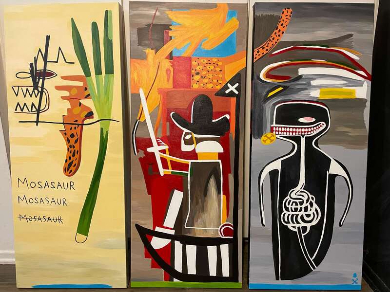 Treasure Paintings by JR Bissell: A Pirate Rendition of Basquiat's Triptych 14