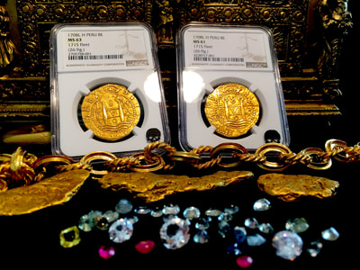 Peru  8 Escudos  1708  "1715 Plate Fleet"  NGC 61 11