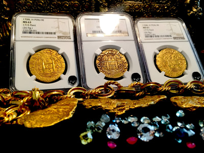 Peru  8 Escudos  1708  "1715 Plate Fleet"  NGC 61 3