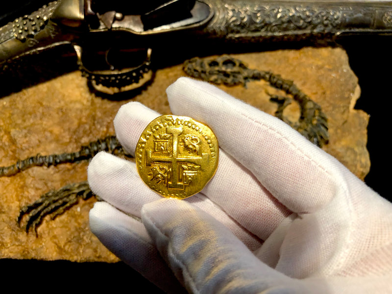 Peru 8 Escudos 1725 "Incredible Cross Side" RAW Pirate Gold Coins 4