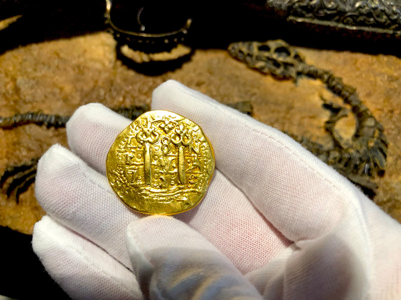 Peru 8 Escudos 1725 "Incredible Cross Side" RAW Pirate Gold Coins 9