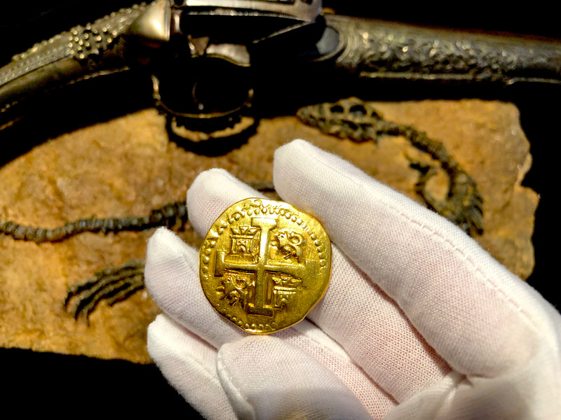 Peru 8 Escudos 1725 "Incredible Cross Side" RAW Pirate Gold Coins 14