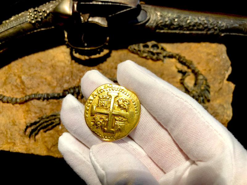 Peru 8 Escudos 1725 "Incredible Cross Side" RAW Pirate Gold Coins 15