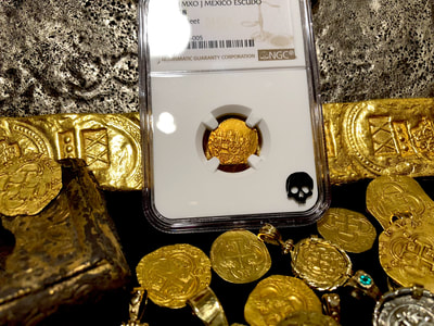 Mexico 1 Escudo 1711 "Dated - 1715 Plate Fleet Shipwreck" NGC 58 4