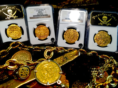 Peru 8 Escudos 1713/2 "1715 Plate Fleet Shipwreck" NGC 58 Pirate Gold Coins 3