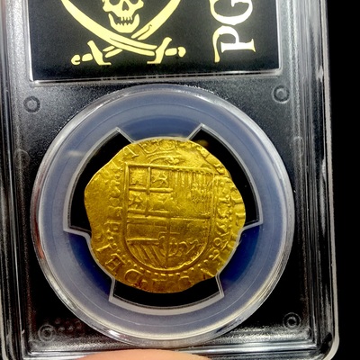 Spain  4 Escudos  1590  "Full 4 Digit Date!"  PCGS 40 Gold Doubloons 9