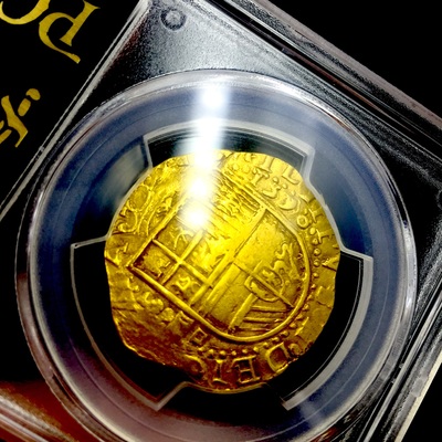 Spain  4 Escudos  1590  "Full 4 Digit Date!"  PCGS 40 Gold Doubloons 4