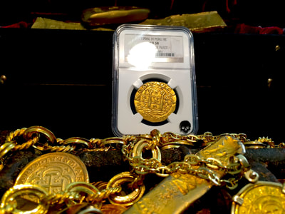 Peru 8 Escudos 1705 "1715 Plate Fleet Shipwreck" NGC 58 Pirate Gold Coins 5