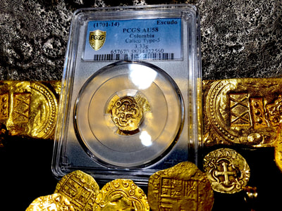 Colombia 1 Escudo 1701-14 "1715 Plate Fleet Shipwreck" PCGS 58 4