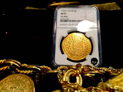 Spain  8 Escudos  1706  "Only 1 Known"  NGC 55 2