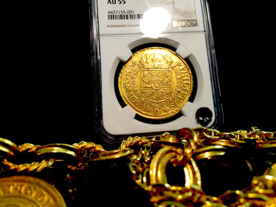 Spain  8 Escudos  1723  "Only 3 Known- Full 4 Digit Date"  NGC 55 5