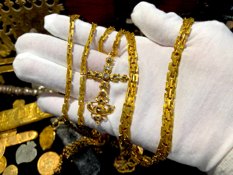 1715 Fleet Shipwreck "Queen's Jewels" Gold & Diamond Cross Pirate Gold Coins 5