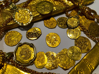 Spain 2 Escudos 1556-98 "Crystal & Gold Bezel" Jewelry Treasures 16