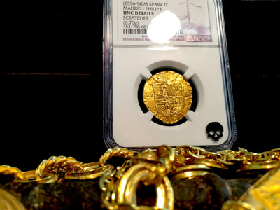 Spain  2 Escudos  1556-98  NGC Uncirculated Details 6