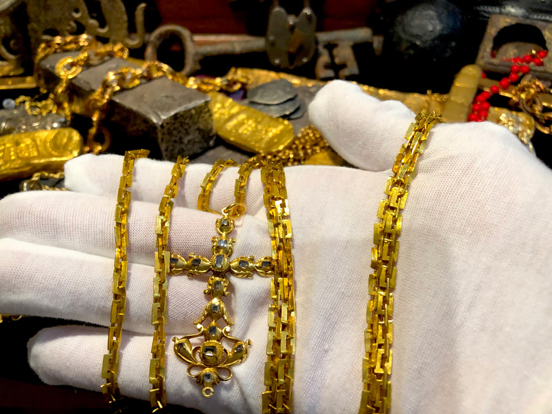 1715 Fleet Shipwreck "Queen's Jewels" Gold & Diamond Cross Pirate Gold Coins 20