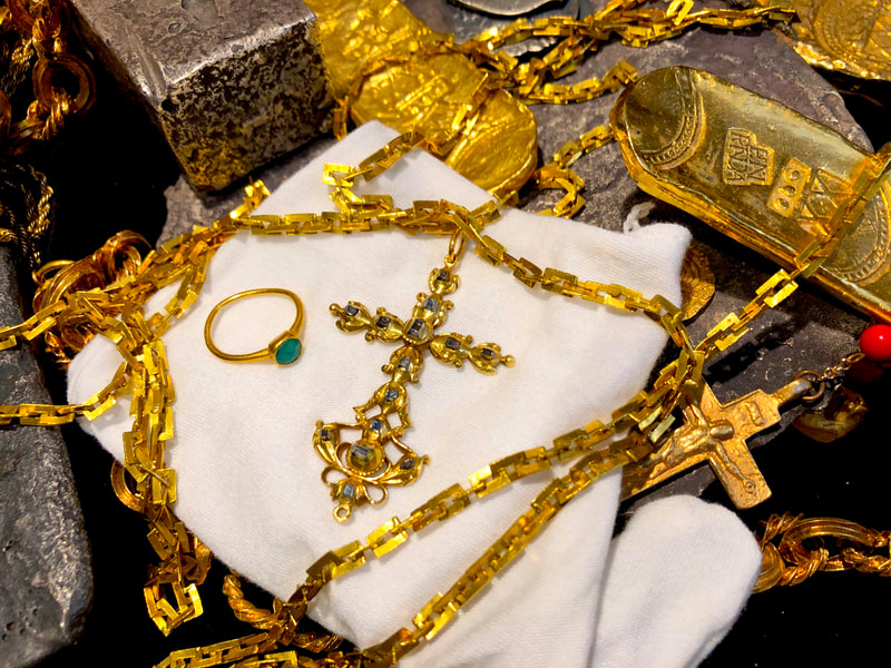 1715 Fleet Shipwreck "Queen's Jewels" Gold & Diamond Cross Pirate Gold Coins 11