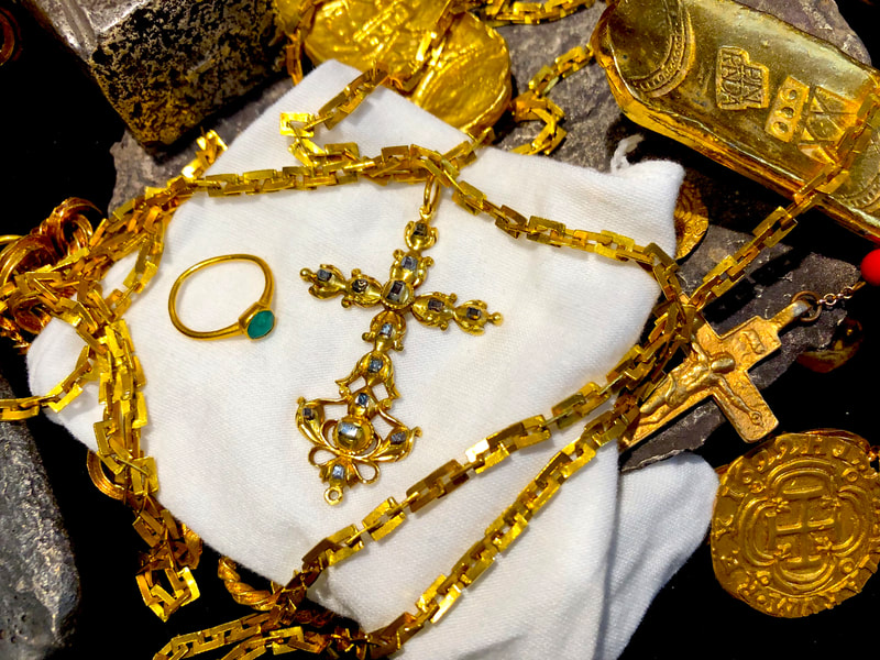 1715 Fleet Shipwreck "Queen's Jewels" Gold & Diamond Cross Pirate Gold Coins 26