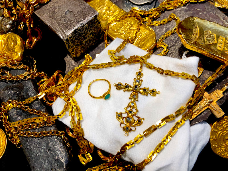 1715 Fleet Shipwreck "Queen's Jewels" Gold & Diamond Cross Pirate Gold Coins 14