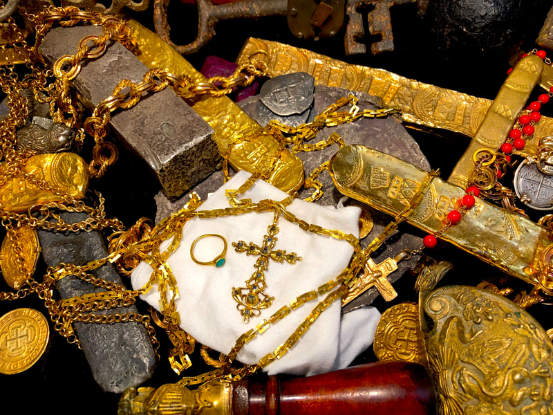 1715 Fleet Shipwreck "Queen's Jewels" Gold & Diamond Cross Pirate Gold Coins 37