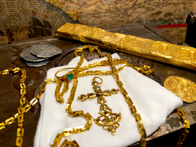 1715 Fleet Shipwreck "Queen's Jewels" Gold & Diamond Cross Pirate Gold Coins 38