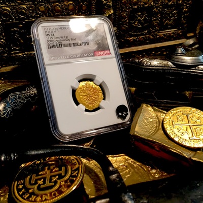 Mexico 2 Escudos 1711-13  "1715 Plate Fleet 300th Anniversary" Gold Cob Doubloon Queen's Dowery! Cross  NGC 63 11