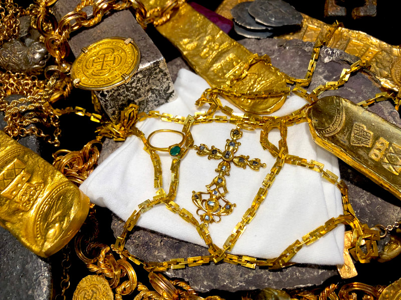 1715 Fleet Shipwreck "Queen's Jewels" Gold & Diamond Cross Pirate Gold Coins 49